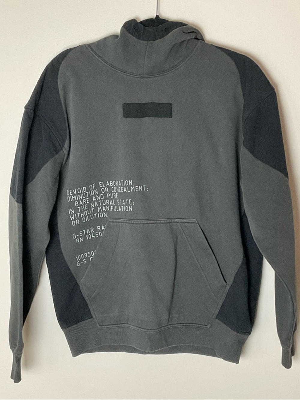 G-Star Two-Tone Charcoal & Black Mix Graphic Hoodie Cyberpunk Streetwear Rare M